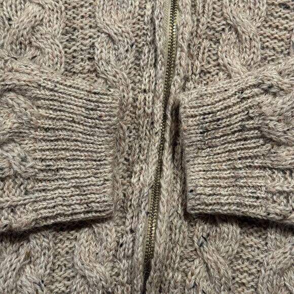 Shannon Woolen Mills Sweater Wool Cable Knit Cottage Grandpa Academia Zip Large - Picture 7 of 11